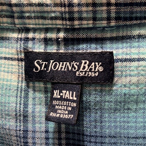 New XL Tall soft cotton blue plaid short sleeve mens casual shirt. - Picture 3 of 3